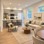 Virtually staged living room at 6010 Clay St NE #201, Washington, DC